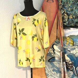 🍋NWT,Joseph A., Fun, lightweight Lemon Sweater-Top,Sinfully Soft.Pull-On,Size L